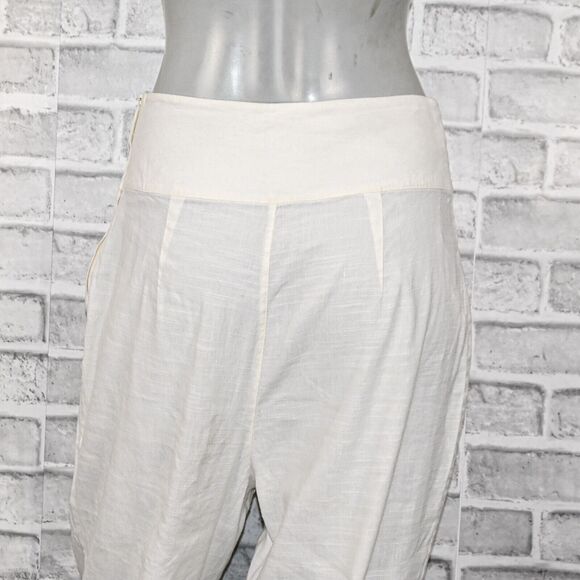 Cult Gaia Women's Linen Blend tie front Pants ivory beige size Small - Picture 11 of 11